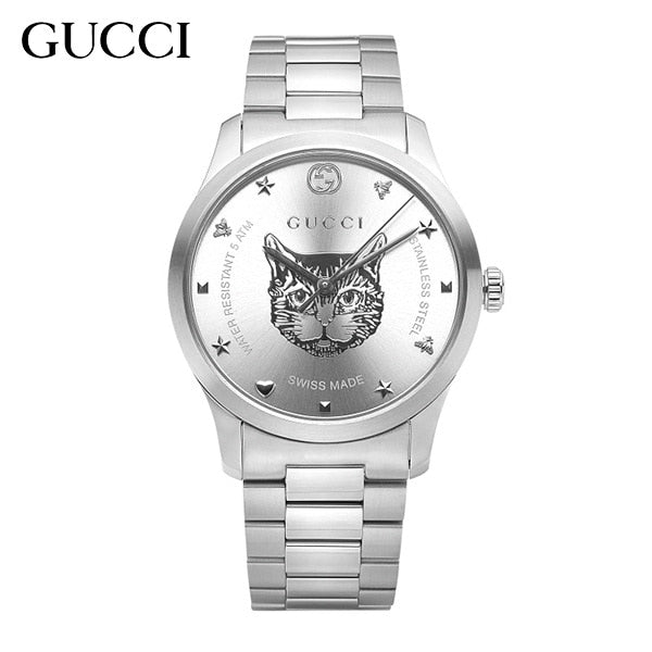 Gucci G Timeless Silver Dial Silver Steel Strap Watch For Women - YA1264095 Watches Gucci   