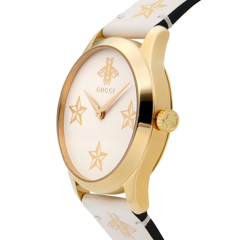 Gucci G Timeless White DIal White Leather Strap Watch For Women - YA1264096 Watches Gucci   