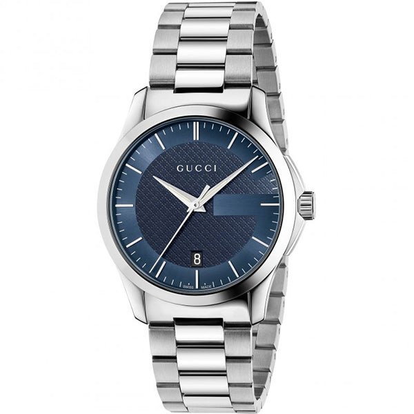 Gucci G Timeless Blue Dial Silver Steel Strap Watch For Men - YA126440 Watches Gucci   