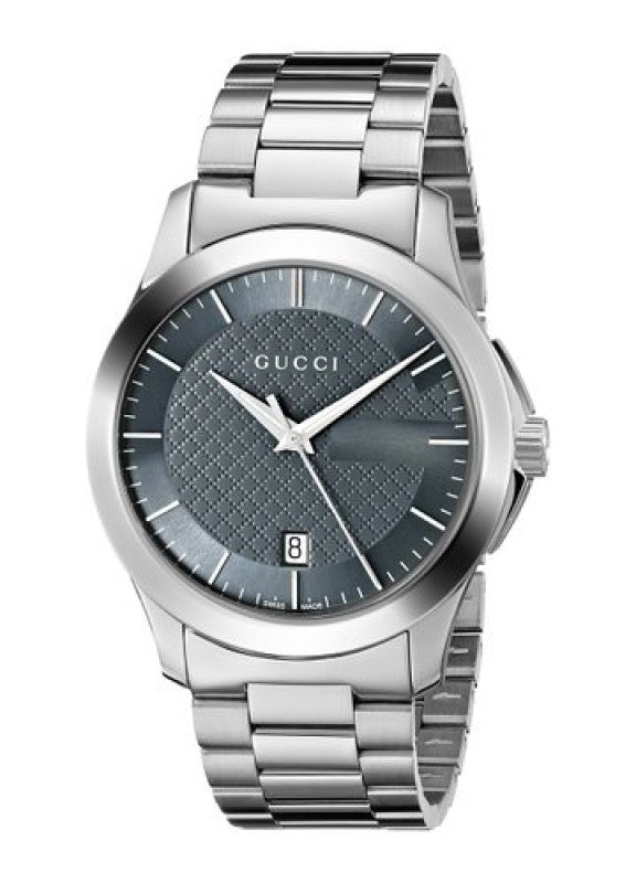 Gucci G Timeless Grey Dial Silver Steel Strap Watch For Men - YA126441 Watches Gucci   