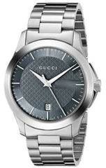 Gucci G Timeless Grey Dial Silver Steel Strap Watch For Men - YA126441 Watches Gucci   