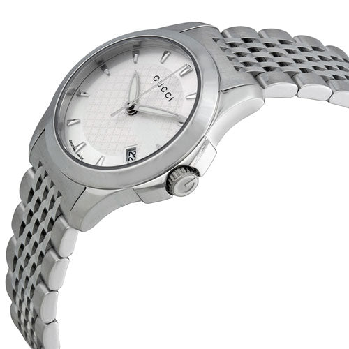 Gucci G Timeless Silver Dial Silver Steel Strap Watch For Women - YA126501 Watches Gucci   