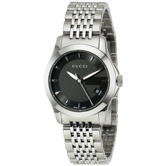 Gucci G Timeless Black Dial Silver Steel Strap Watch For Women - YA126502 Watches Gucci   