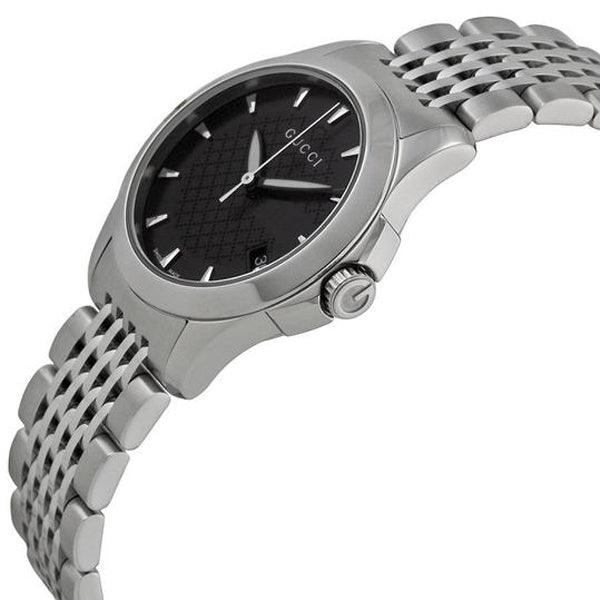 Gucci G Timeless Black Dial Silver Steel Strap Watch For Women - YA126502 Watches Gucci   