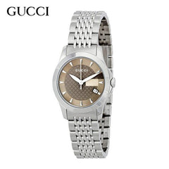 Gucci G Timeless Brown Dial Silver Steel Strap Watch For Women - YA126503 Watches Gucci   