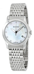 Gucci G Timeless Diamonds Mother of Pearl Dial Silver Steel Strap Watch For Women - YA126504 Watches Gucci   