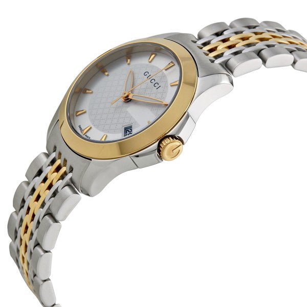 Gucci G Timeless Silver Dial Two Tone Steel Strap Watch For Women - YA126511 Watches Gucci   