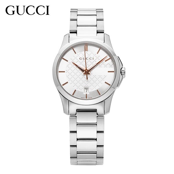 Gucci G Timeless Silver Dial Silver Steel Strap Watch For Women - YA126523 Watches Gucci   