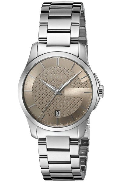 Gucci G Timeless Brown Dial Silver Steel Strap Watch For Women - YA126526 Watches Gucci   