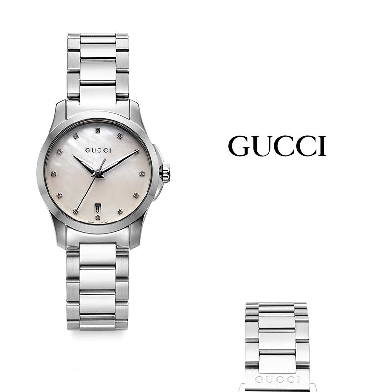 Gucci G Timeless Mother of Pearl Dial Silver Steel Strap Watch For Women - YA126542 Watches Gucci   