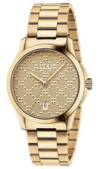 Gucci G Timeless Gold Dial Gold Steel Strap Watch For Women - YA126553 Watches Gucci   