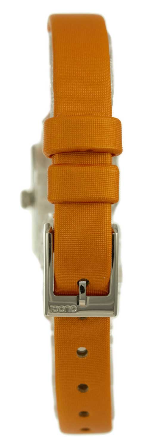 Gucci G-Frame Square Mother of Pearl Orange Dial Orange Leather Strap Watch For Women - YA128532 Watches Gucci   