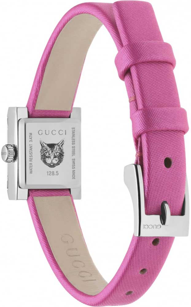 Gucci G-Frame Square Fuchsia Mother of Pearl Dial Fuchsia Leather Strap Watch For Women - YA128533 Watches Gucci   