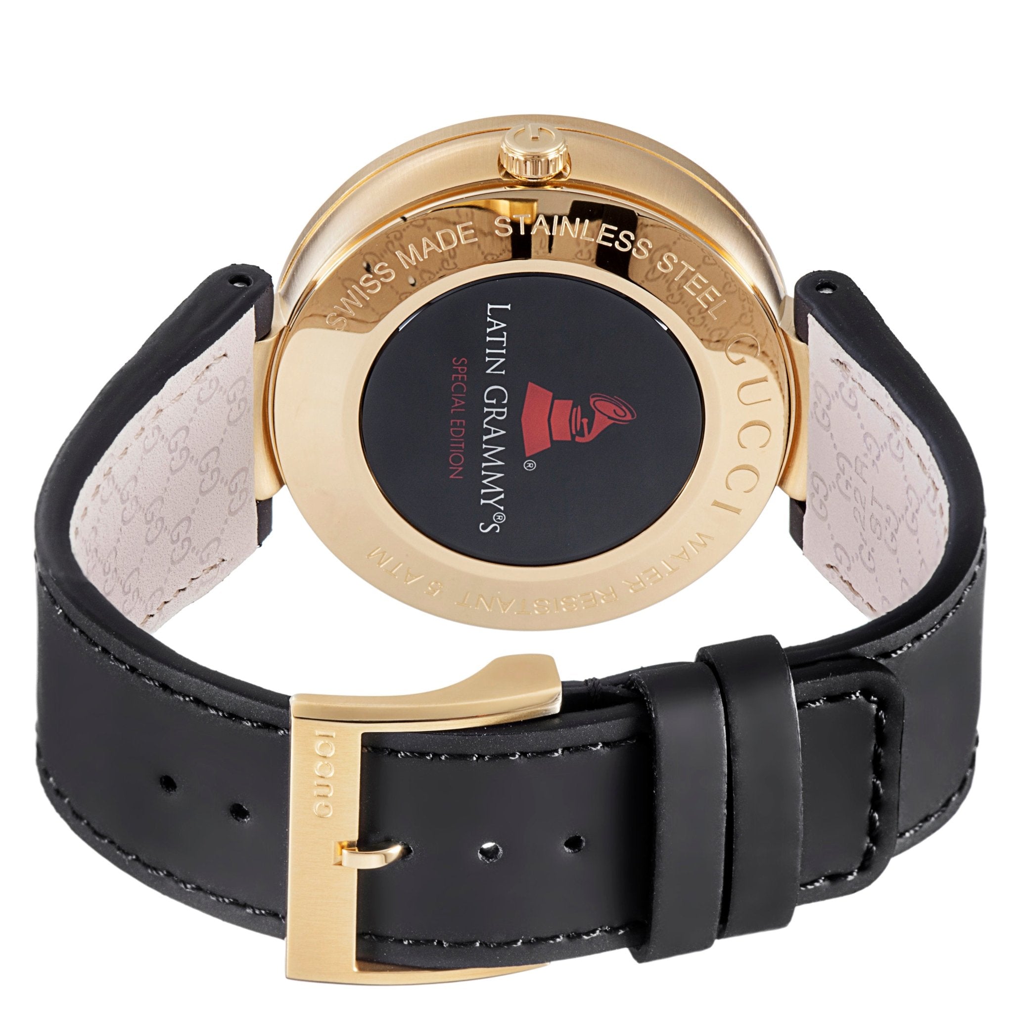 Gucci Interlocking Special Edition Grammy Black Dial Black Leather Strap Watch For Men - YA133208 Watches Gucci   