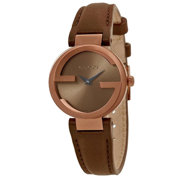 Gucci G Interlocking Brown Dial Brown Leather Strap Watch For Women - YA133504 Watches Gucci   