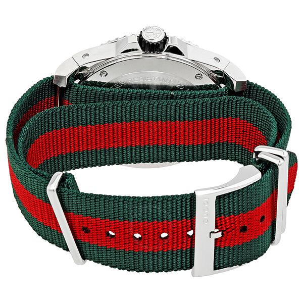 Gucci GG2570 Black Dial Green & Red Nylon Strap Watch For Men - YA142305 Watches Gucci   