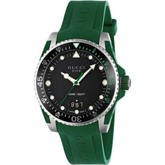 Gucci Dive Black Dial Green Rubber Strap Watch For Men - YA136310 Watches Gucci   