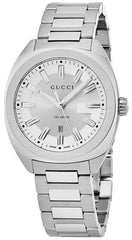 Gucci G Timeless GG2570 Silver Dial Silver Steel Strap Watch For Men - YA142402 Watches Gucci   
