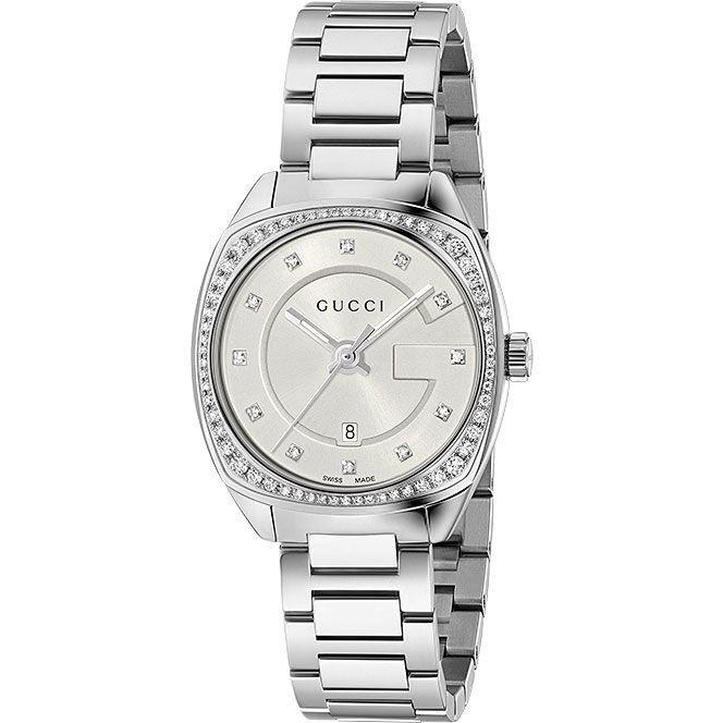 Gucci G Timeless GG2570 Diamonds Silver Dial Silver Steel Strap Watch For Women - YA142505 Watches Gucci   