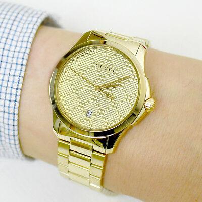 Gucci G Timeless Yellow Gold Dial Yellow Gold Steel Strap Unisex Watch - YA126461 Watches Gucci   