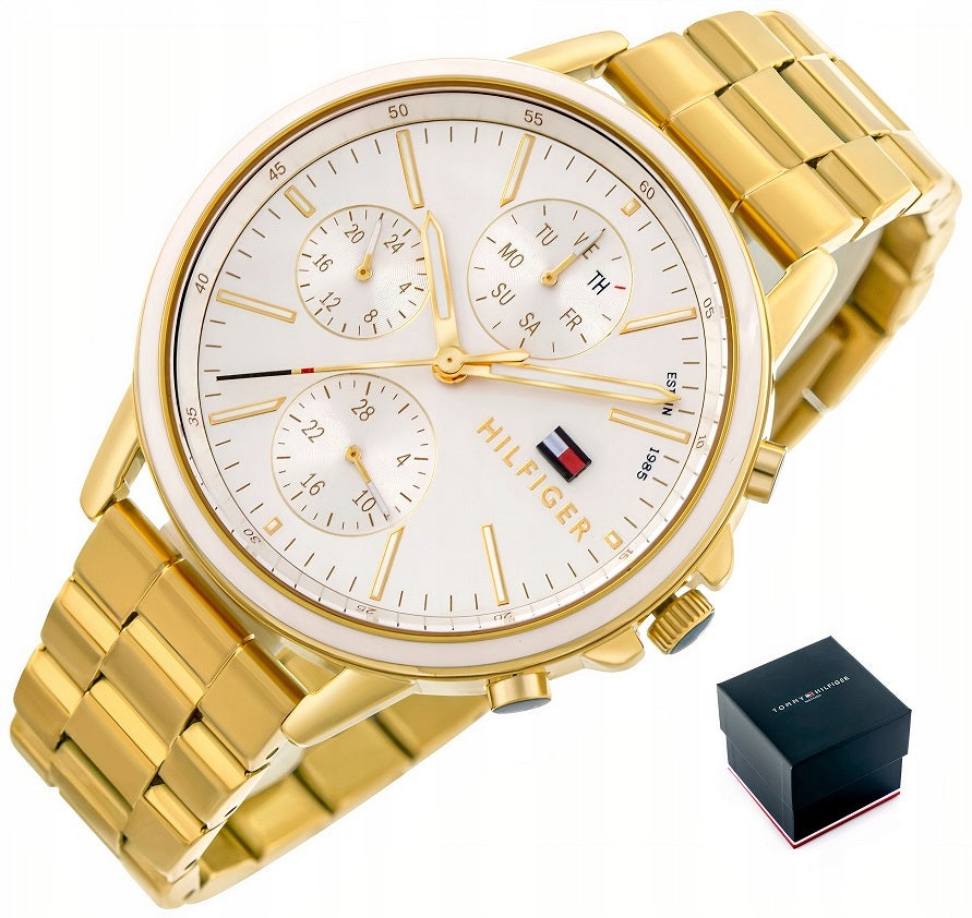 Tommy Hilfiger Carly White Dial Gold Stainless Steel Strap Watch for Women - 1781786 Watches Tommy Hilfiger   