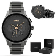 Hugo Boss Peak Black Dial Black Steel Strap Watch for Men - 1513814 Watches Hugo Boss   