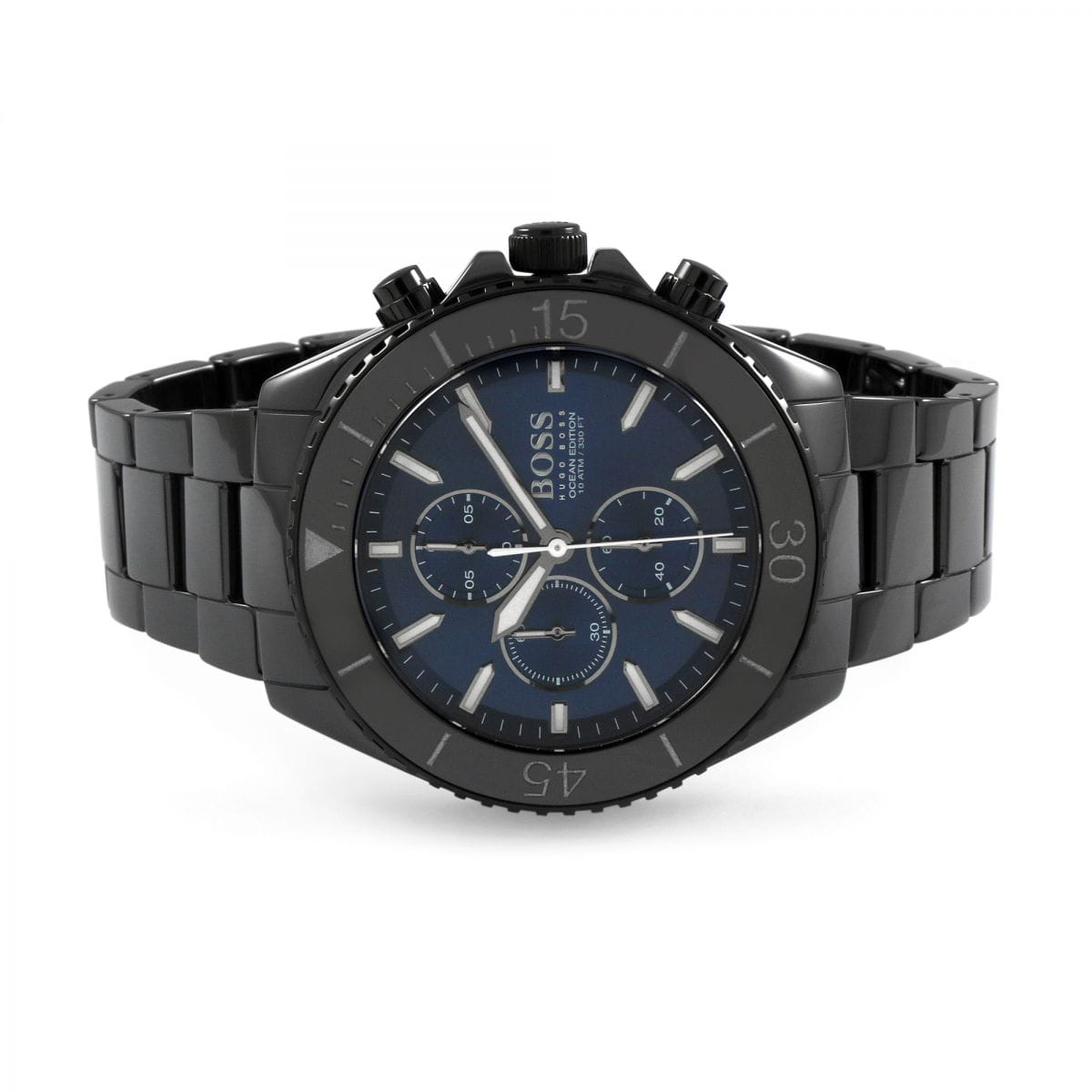 Hugo Boss Ocean Edition Navy Blue Dial Black Steel Strap Watch for Men - 1513743 Watches Hugo Boss   