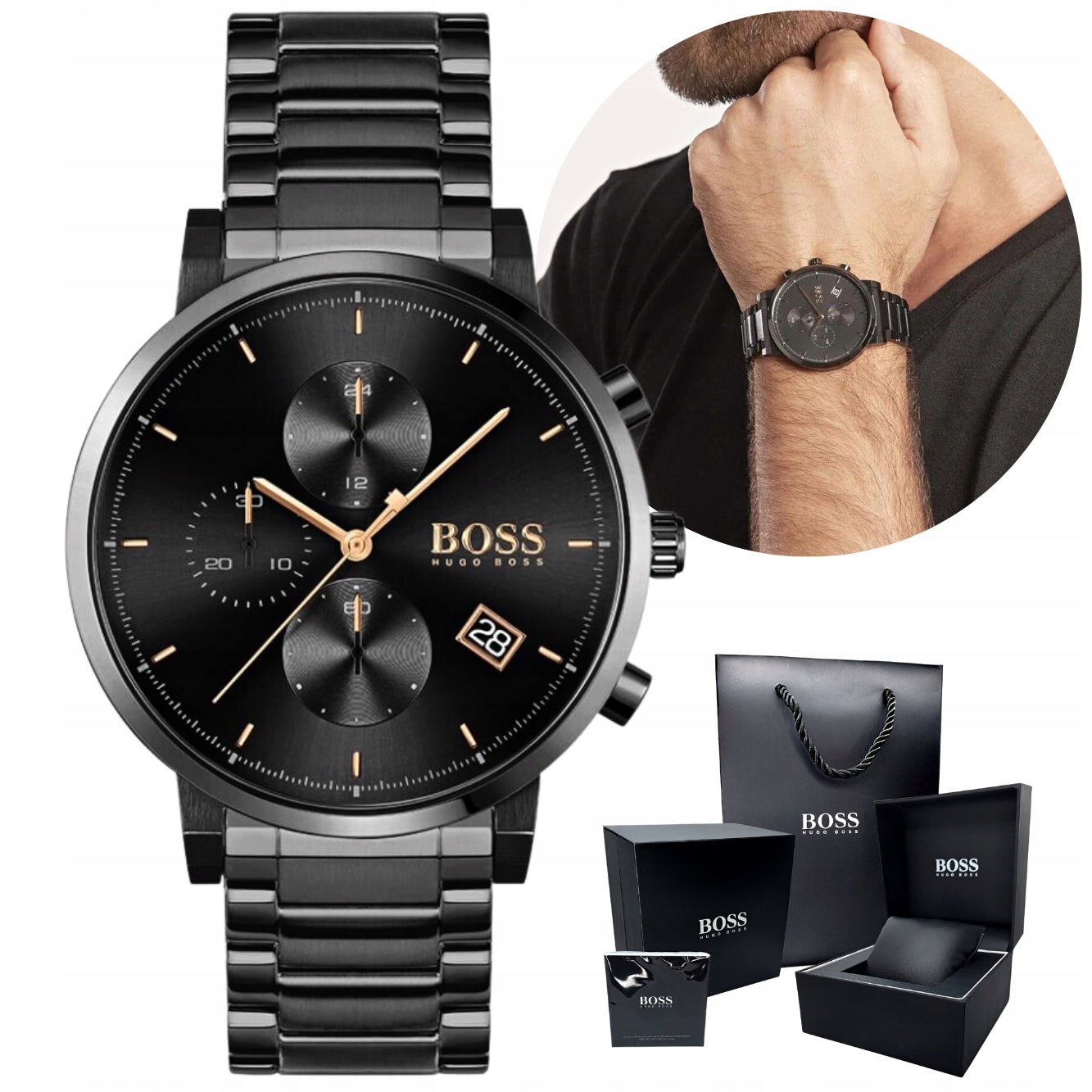 Hugo Boss Integrity Black Dial Black Steel Strap Watch for Men - 1513780 Watches Hugo Boss   