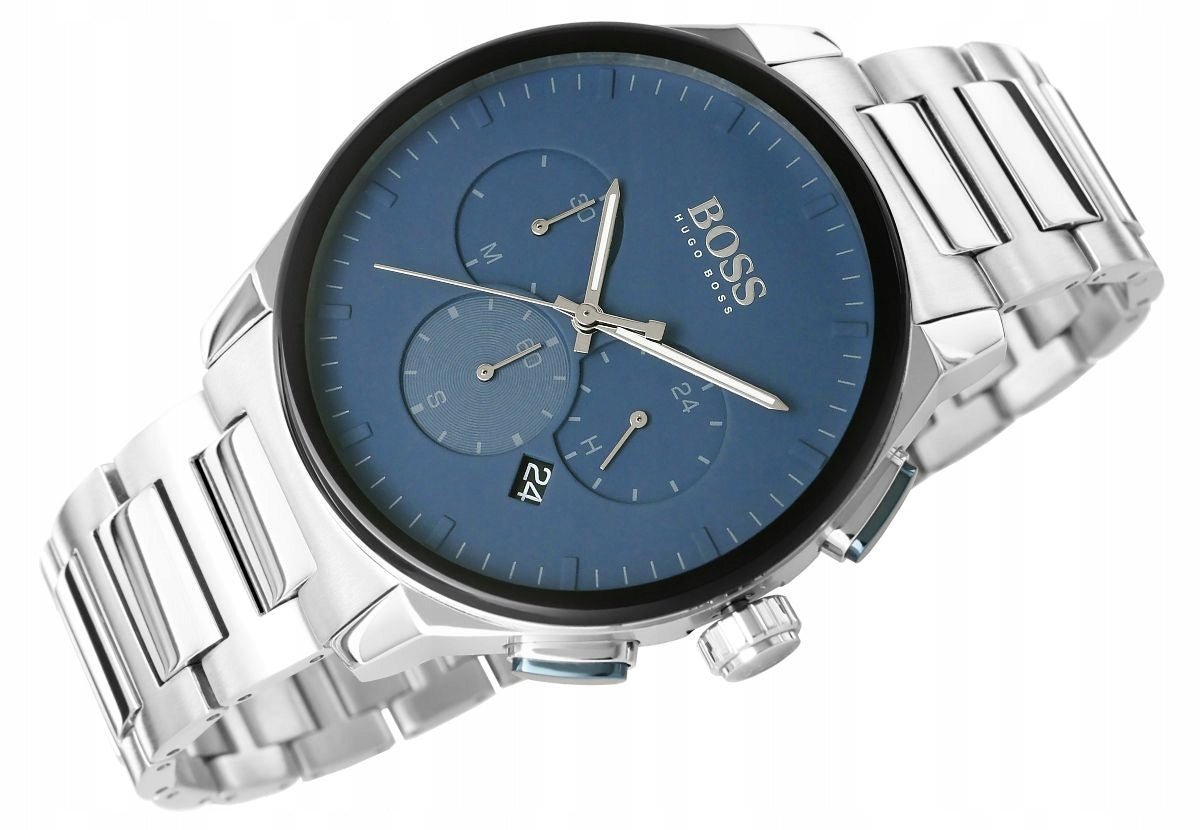 Hugo Boss Peak Chronograph Blue Dial Silver Steel Strap Watch for Men - 1513763 Watches Hugo Boss   