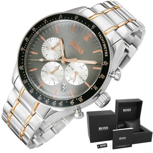 Hugo Boss Trophy Chronograph Grey Dial Silver Steel Strap Watch for Men - 1513634 Watches Hugo Boss   