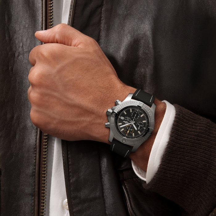 Breitling Avenger Chronograph 45mm Black Dial Black Leather Strap Watch for Men - A13317101B1X1 Watches Breitling   