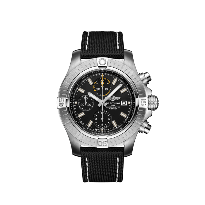 Breitling Avenger Chronograph 45mm Black Dial Black Leather Strap Watch for Men - A13317101B1X1 Watches Breitling   