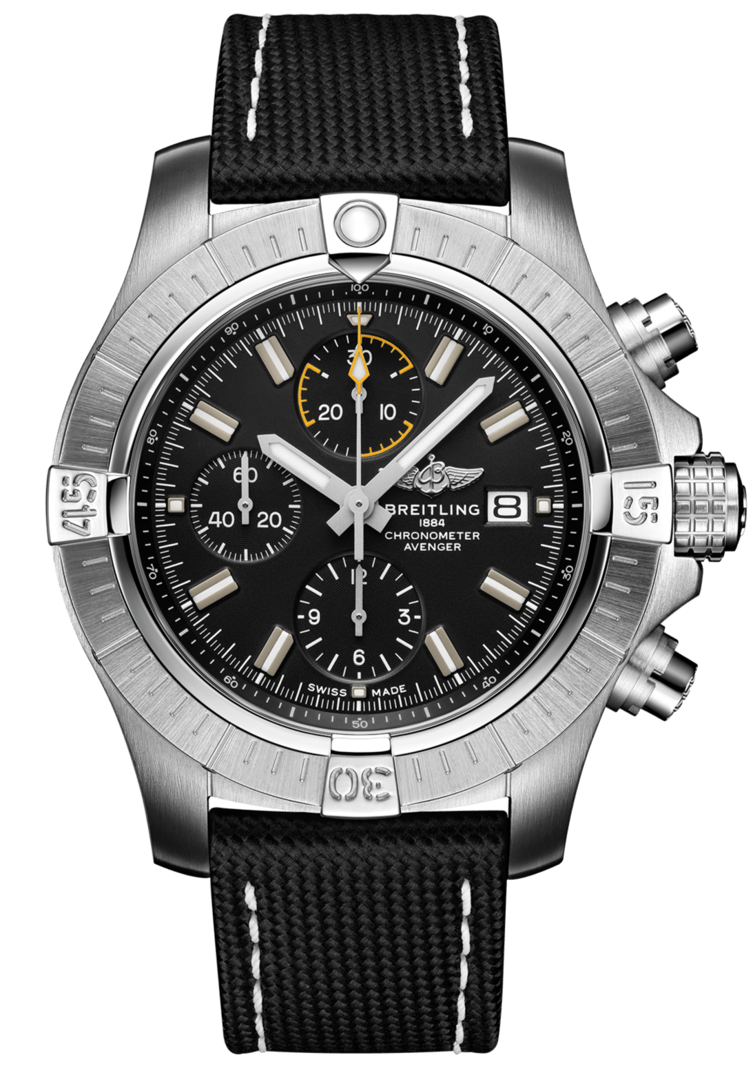 Breitling Avenger Chronograph 45mm Black Dial Black Leather Strap Watch for Men - A13317101B1X1 Watches Breitling   