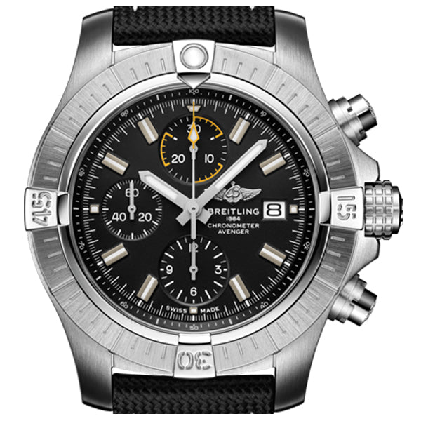 Breitling Avenger Chronograph 45mm Black Dial Black Leather Strap Watch for Men - A13317101B1X1 Watches Breitling   