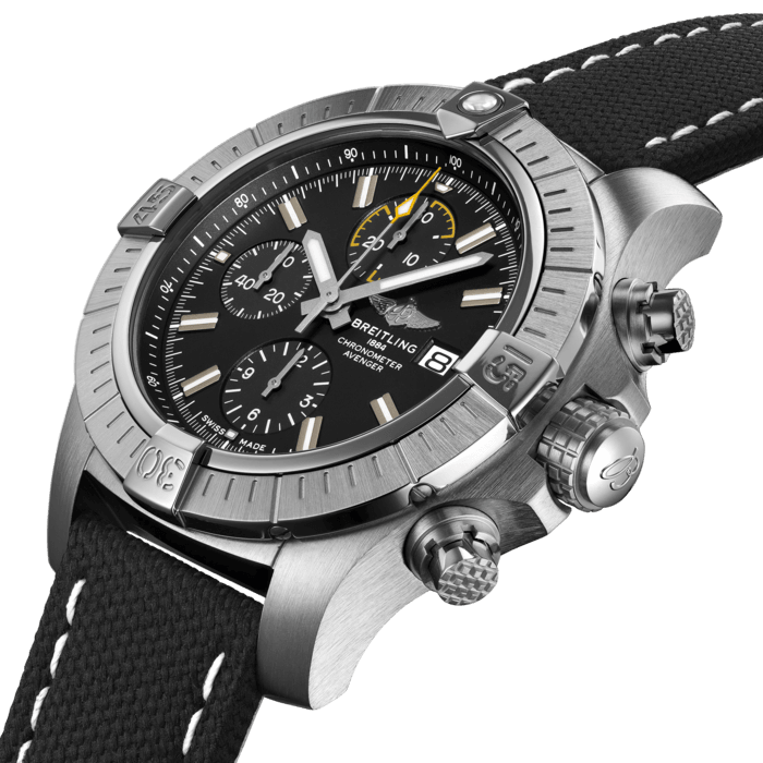 Breitling Avenger Chronograph 45mm Black Dial Black Leather Strap Watch for Men - A13317101B1X1 Watches Breitling   