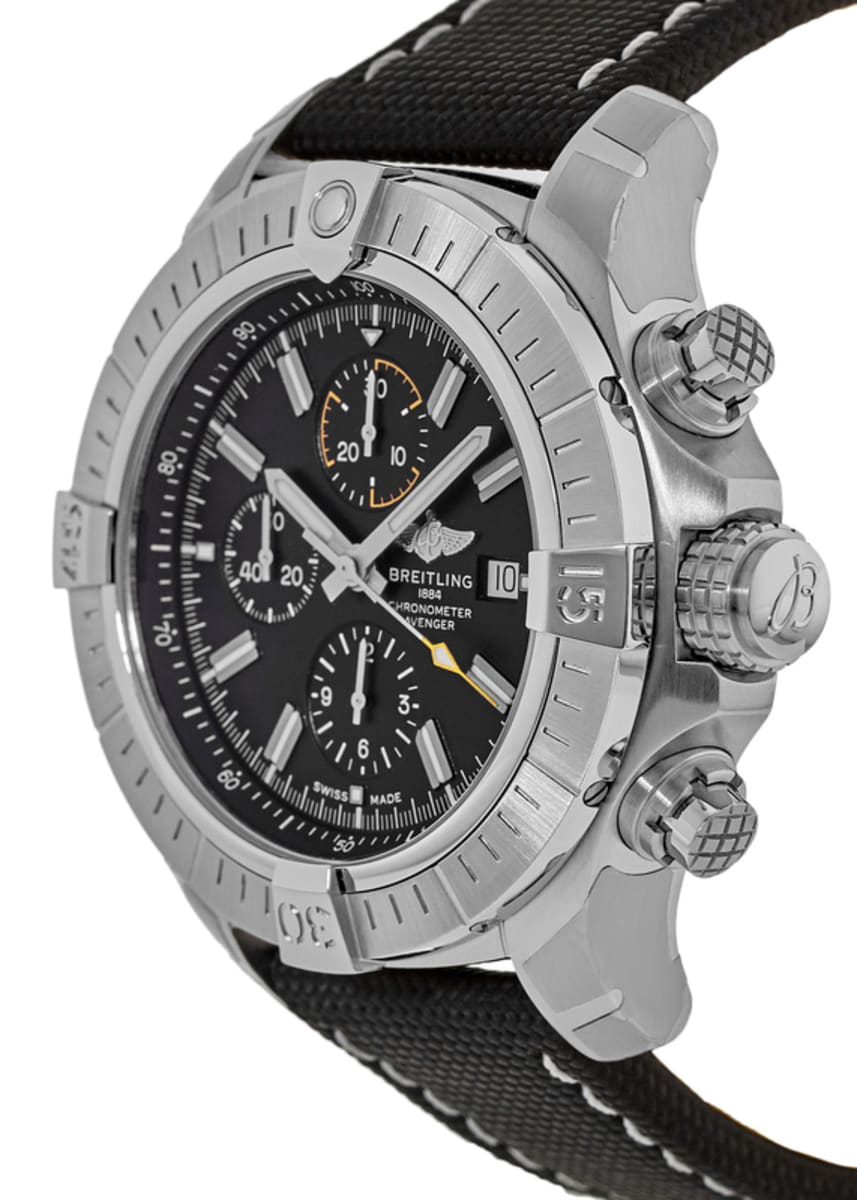 Breitling Avenger Chronograph 45mm Black Dial Black Leather Strap Watch for Men - A13317101B1X1 Watches Breitling   