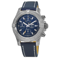Breitling Avenger Chronograph 45mm Blue Dial Blue Calfskin Strap Watch for Men - A13317101C1X2 Watches Breitling   