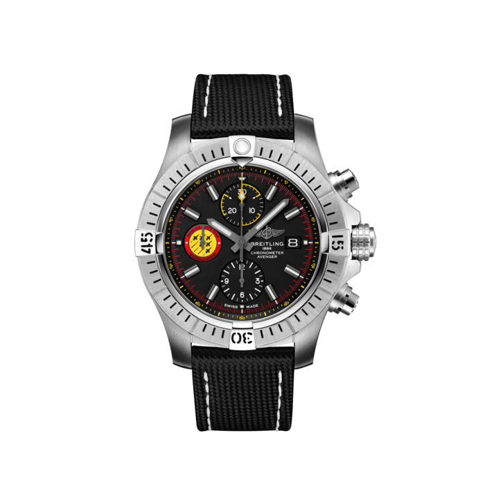 Breitling Avenger Chronograph 45mm Swiss Air Force Team Black Dial Black Nylon Strap Watch for Men - A133171A1B1X1 Watches Breitling   