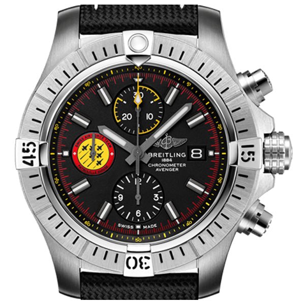 Breitling Avenger Chronograph 45mm Swiss Air Force Team Black Dial Black Nylon Strap Watch for Men - A133171A1B1X1 Watches Breitling   