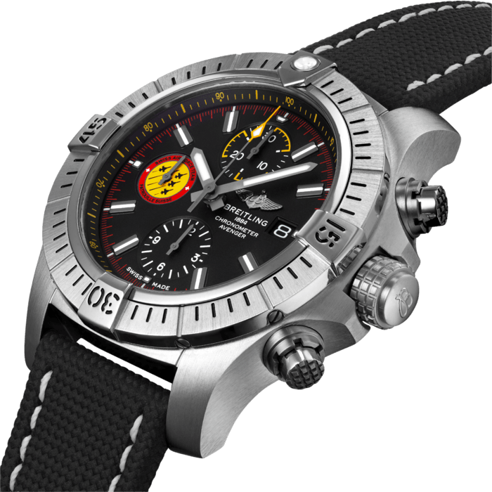 Breitling Avenger Chronograph 45mm Swiss Air Force Team Black Dial Black Nylon Strap Watch for Men - A133171A1B1X1 Watches Breitling   