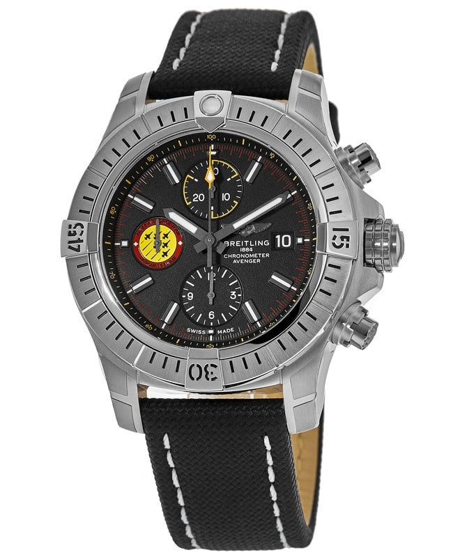 Breitling Avenger Chronograph 45mm Swiss Air Force Team Black Dial Black Nylon Strap Watch for Men - A133171A1B1X1 Watches Breitling   