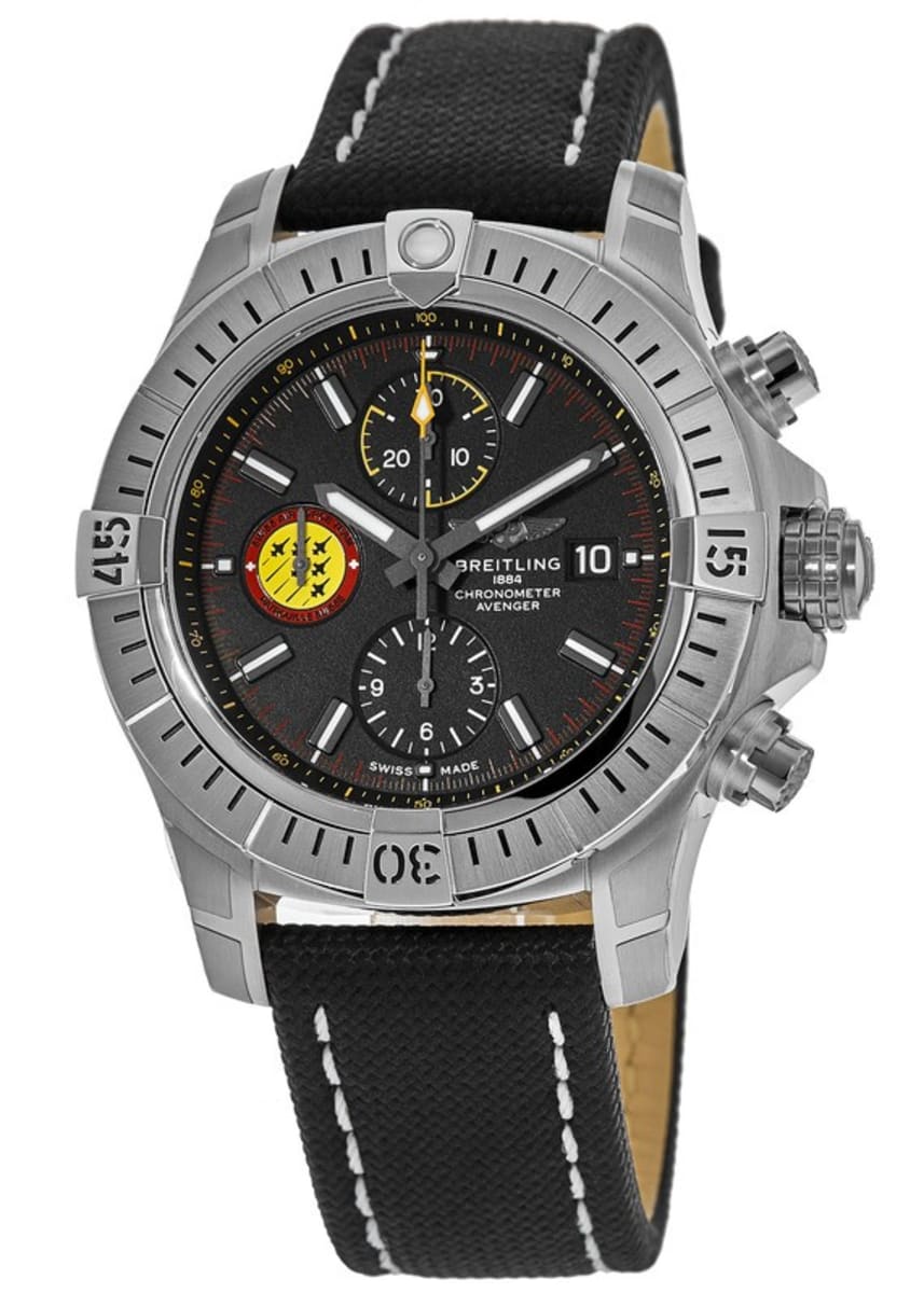 Breitling Avenger Chronograph 45mm Swiss Air Force Team Black Dial Black Nylon Strap Watch for Men - A133171A1B1X1 Watches Breitling   