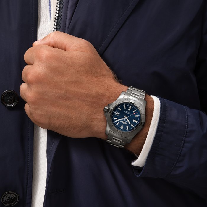 Breitling Avenger Automatic 43mm Blue Dial Silver Steel Strap Watch for Men - A17318101C1A1 Watches Breitling   