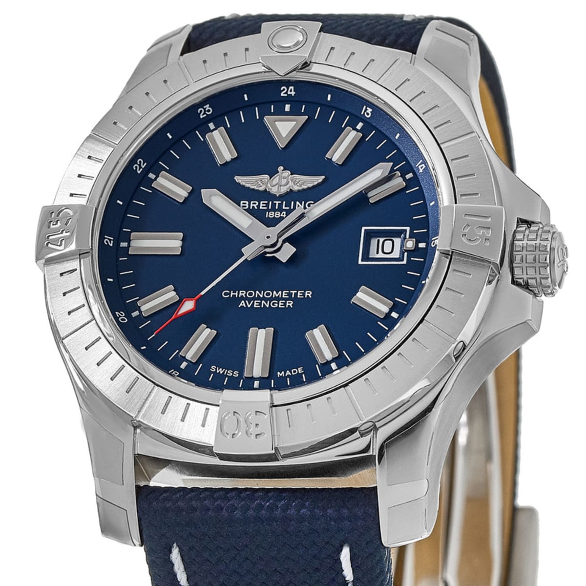 Breitling Avenger Automatic 43mm Blue Dial Blue Nylon Strap Watch for Men - A17318101C1X2 Watches Breitling   
