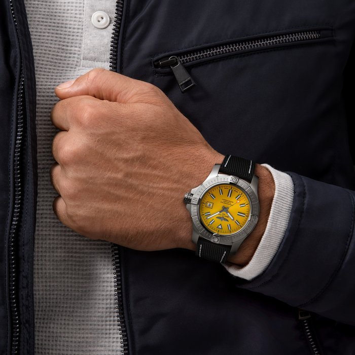 Breitling Avenger Automatic 45mm Seawolf Yellow Dial Black Nylon Strap Watch for Men - A17319101/1X2 Watches Breitling   