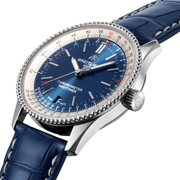 Breitling Navitimer Automatic 38mm Blue Dial Blue Leather Strap Mens Watch - A17325211C1P1 Watches Breitling   