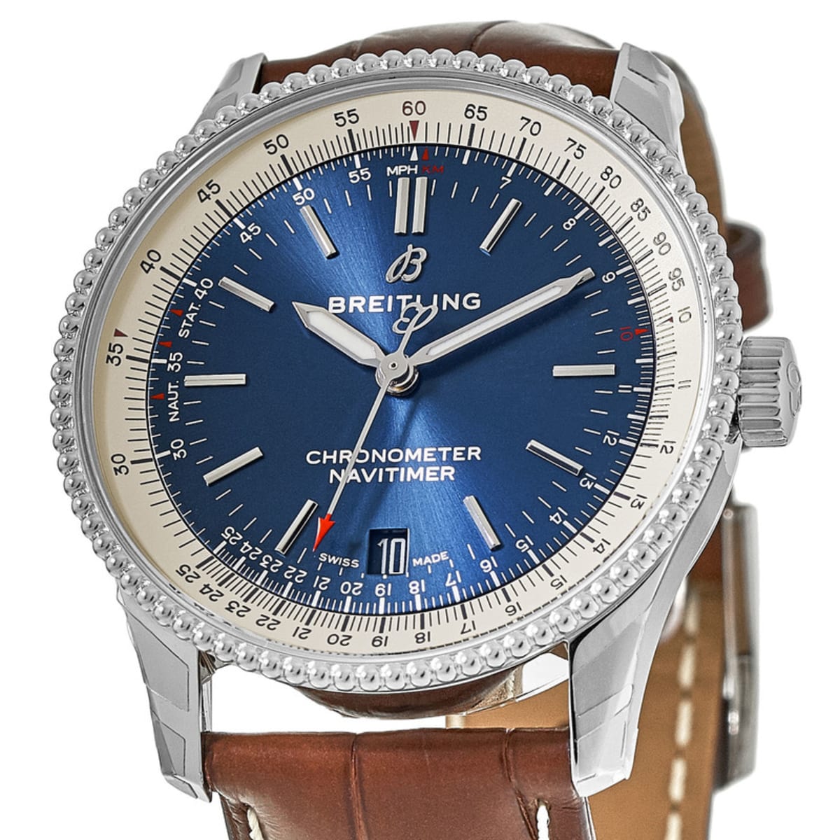 Breitling Navitimer Automatic 38mm Blue Dial Brown Leather Strap Mens Watch - A17325211C1P2 Watches Breitling   