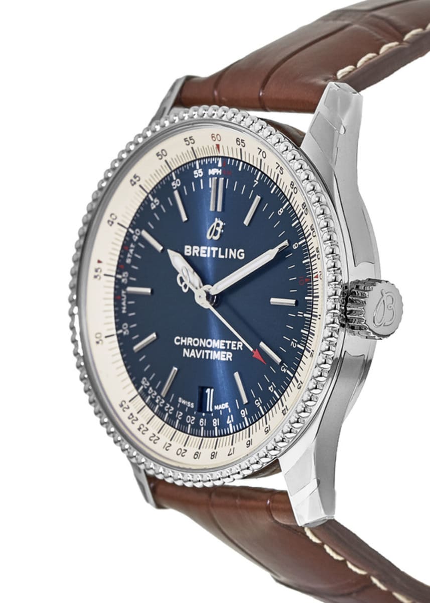 Breitling Navitimer Automatic 38mm Blue Dial Brown Leather Strap Mens Watch - A17325211C1P2 Watches Breitling   