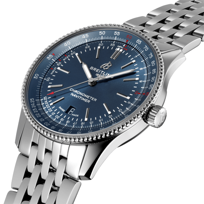 Breitling Navitimer Automatic 41mm Blue Dial Silver Steel Strap Watch for Men - A17326161C1A1 Watches Breitling   