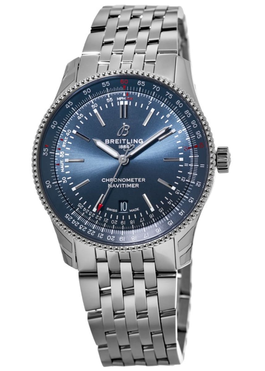 Breitling Navitimer Automatic 41mm Blue Dial Silver Steel Strap Watch for Men - A17326161C1A1 Watches Breitling   